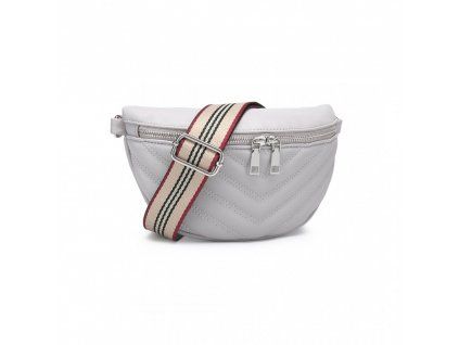Crossbody kabelka ledvinka světle šedá Miss Lulu LB2307 GY ModexaStyl (1)