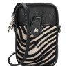Malá kožená kabelka pouzdro na telefon s popruhem černá zebra Charm London L617 ModexaStyl (2)